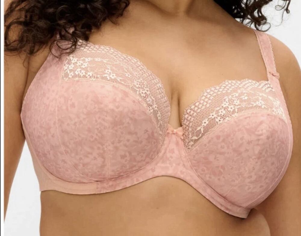 Elomi Bra 42N Lucie Unlined Underwire Full Figure Adjustable Straps Floral Pink